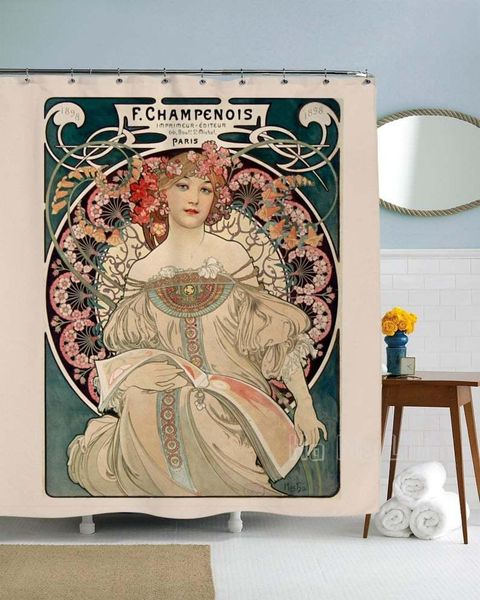 

shower curtains vintage curtain classic artwork bathroom decor