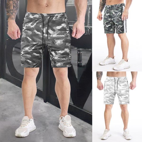 

men shorts slim elastic waist short pants quick-drying fitness training gym workout with pockets drawstring men's, White;black
