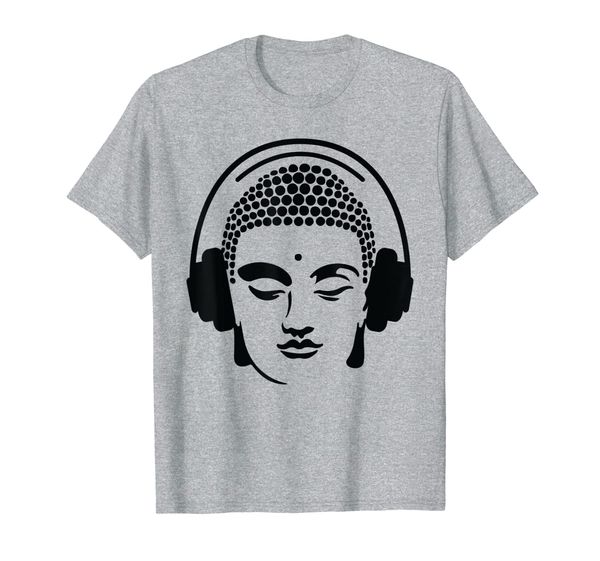 

chilling buddha with headphones t-shirt, White;black