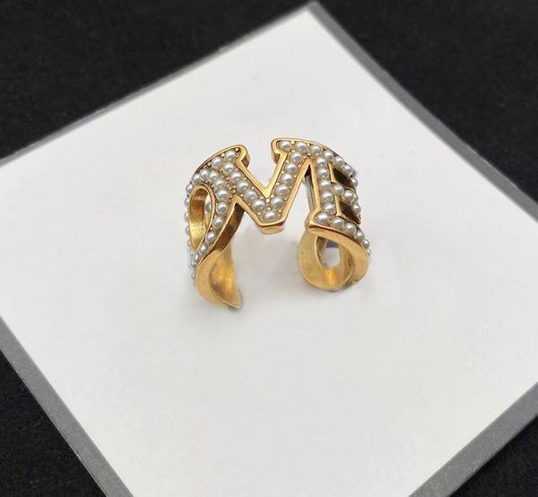 

fashion pearl open ring bague for woman simple personality party wedding lovers gift engagement rings jewelry nrj, Golden;silver