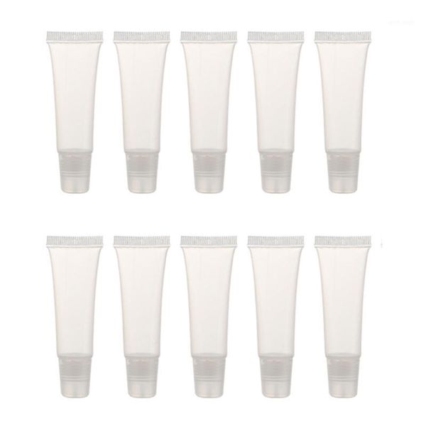

10pcs empty clear cosmetic containers refillable tubes for diy lip gloss squeeze dispensing bottle makeup organizer storage bottles & jars