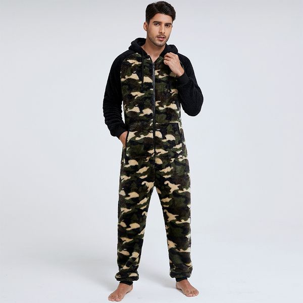 

solid color sleepwear kigurumi hooded pajama sets for men pajamas autumn winter warm pyjamas overall suits, Black;brown