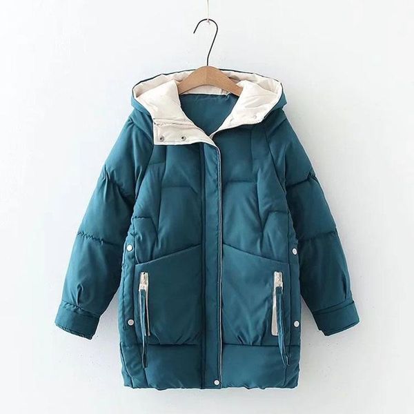 

women's down & parkas 2021 women winter thick hooded cotton jacket long warm padded parka for plus size 2xl coat feminine, Black
