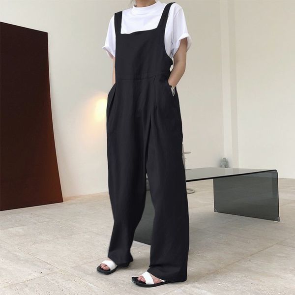 

casual dresses long pants female rompers vonda stylish jumpsuits 2021 women vintage playsuits suspender overalls buttons pantalon, Black;gray