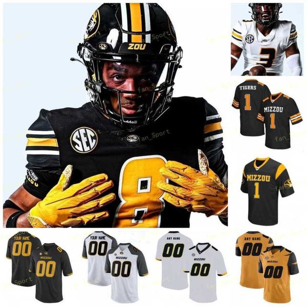 

2021 missouri tigers football jersey ncaa college larry rountree iii jalen knox tyler badie lock shawn robinson dominic gicinto damon hazelt, Black
