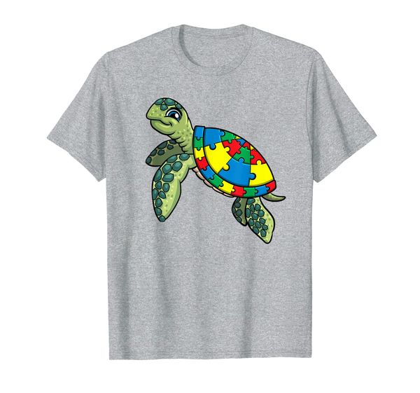 

turtle puzzle pieces for autism awareness kids women teacher t-shirt, White;black