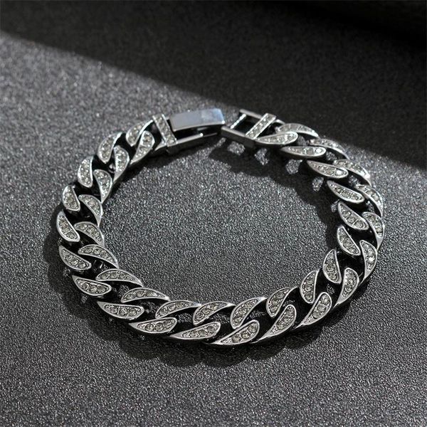 

link, chain miami curb cuban bracelet punk black crystal thick men trendy bangle hip hop jewelry 2021
