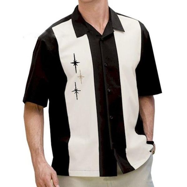 

men's casual shirts summer shirt cardigan button up loose lapel youth short sleeve black patchwork oversize for men clothing, White;black