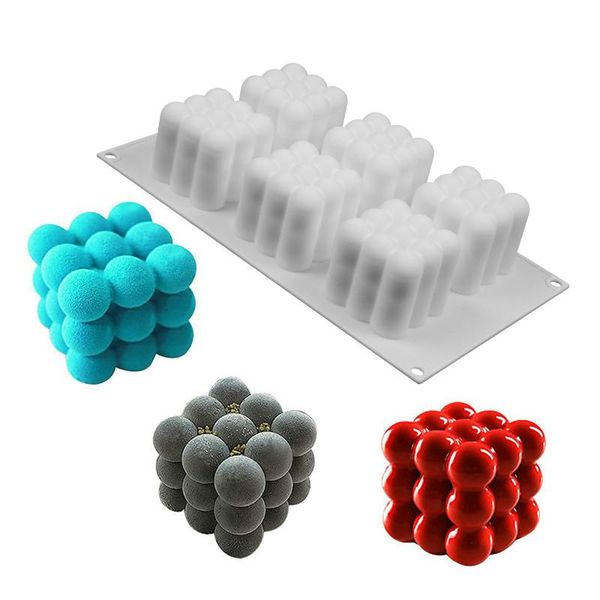 

baking & pastry tools 3d cherry mould silicone mousse cakes square bubble diy oven safe non-stick brownie dessert molds cake tray