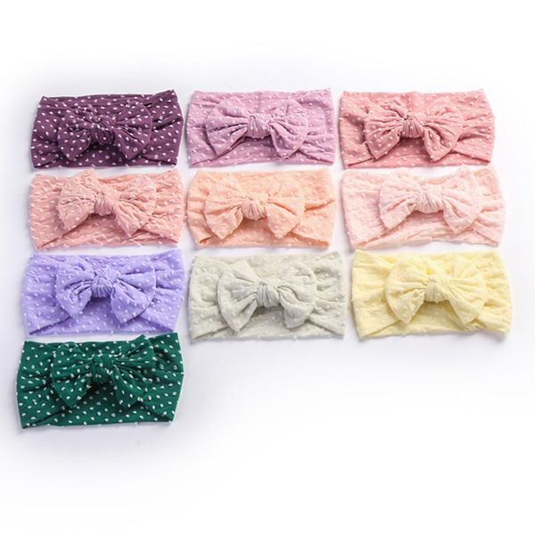 

hair accessories nylon headbands for baby big bows girls soft scrunchies children traceless dot turban wide summer headwraps infants headdre, Slivery;white