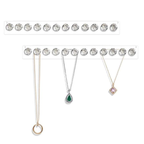 

hooks & rails q1fd 2pcs acrylic necklace hanger holder wall mounted jewelry organizer with 12 diamond shape for bracelets chains