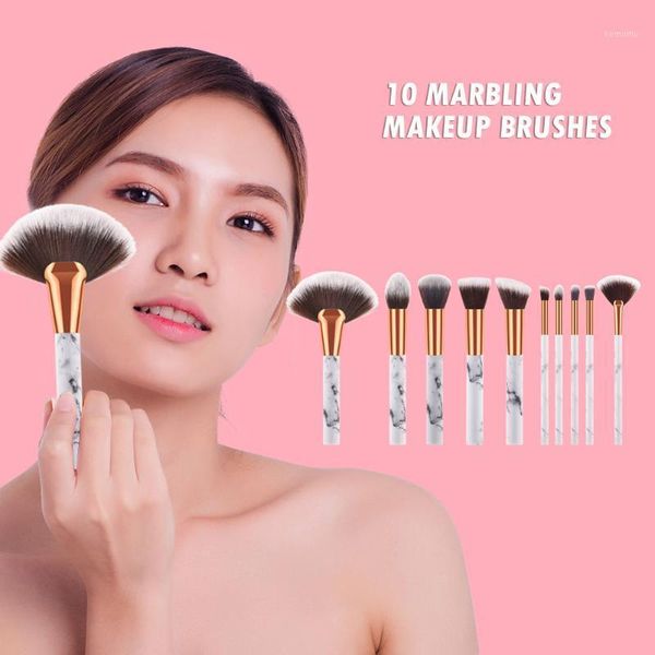 

10pcs/set pro makeup brushes marble handle face base eyes cosmetic pens professional portable 160mm1