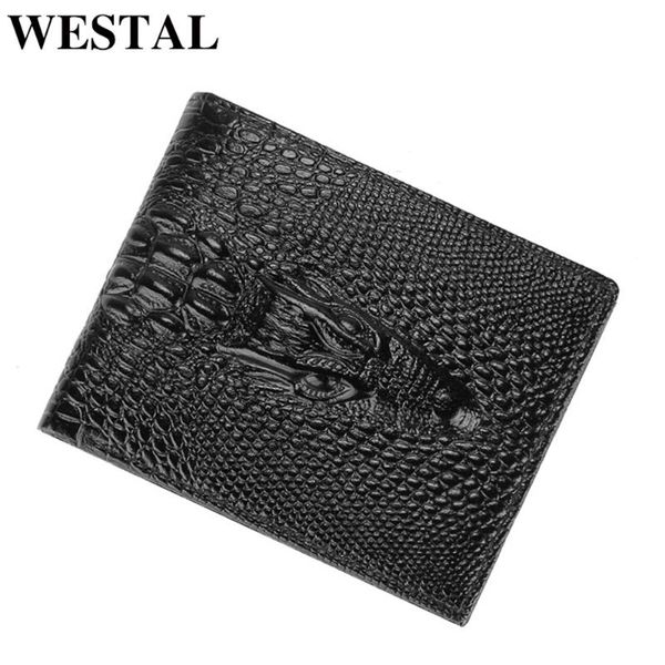 

wallets westal clutch male genuine leather crocodile pattern men's wallet purse for men vintage long card holder slim 321, Red;black