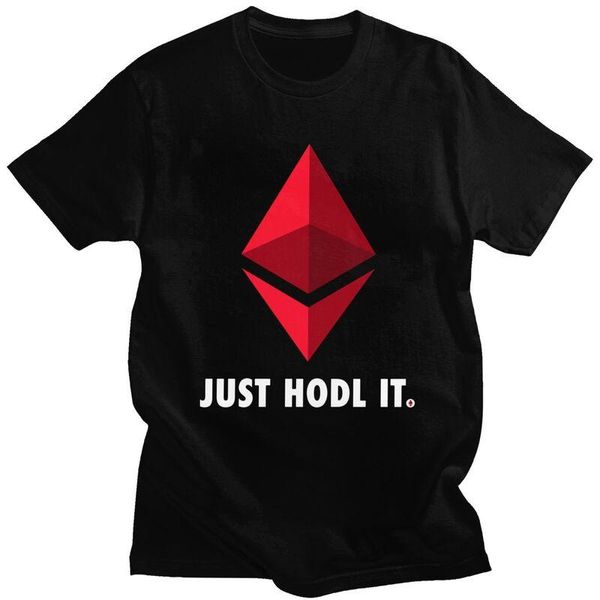 

men's t-shirts just hodl it ethereum t shirts men soft cotton tee geek crypto cryptocurrency tshirt short sleeve summer t-shirt clothe, White;black