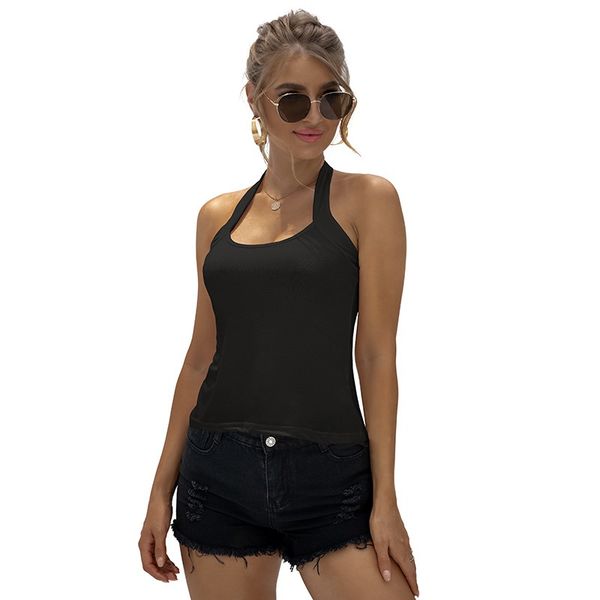 

2021 women's sleeveless beach with suspender and neck vest, White