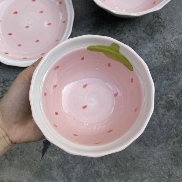 

dinnerware sets hand painted strawberry bowl pink lovely creative cartoon children's cup set tableware fruit household