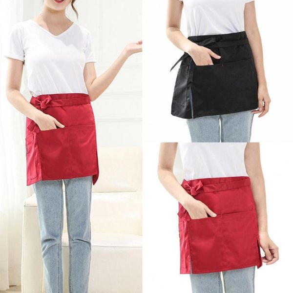 

solid color anti-oil short half waist apron restaurant server waiter tool aprons