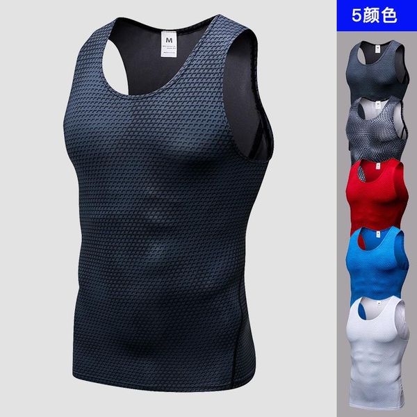 

running jerseys summer men's 3d three-dimensional printing vest fitness training sports stretch quick-drying clothes, Black;blue