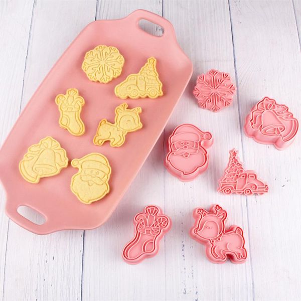 

baking moulds christmas cookie cutters cake tools santa claus cutter set biscuit stamp fondant mould sugarcraft mold