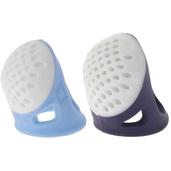 

sewing notions & tools set of 2 thimbles silicone pin needles comfortable non-slip finger protector, Black