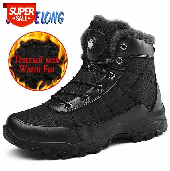 

brand men winter snow boots thick plush warm man ankle boots outdoor waterproof men hiking shoes lace-up non-slip male work shoe #uo8v