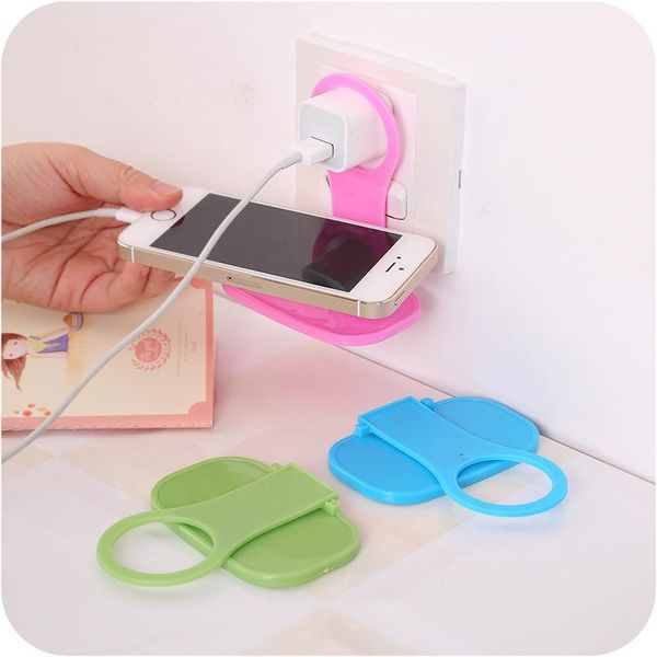 

hooks & rails 1pc charging holder wall charger adapter hanging stand folding mobile phone cell hook bracket support charge hanger rack