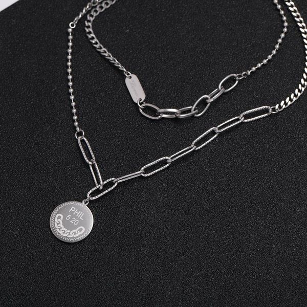 

chains titanium steel 520 necklace for women wearing clavicle ins hip hop choker, Silver