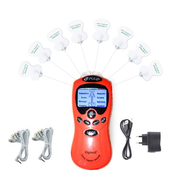 

two channels tens unit electric body therapy massage e-stim pulse pain relax stretching sports electronic muscle stimulator