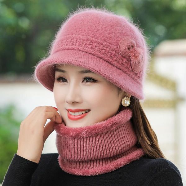 

beanie/skull caps women winter hat keep warm outdoor cap & scarf set add fur lined hats for casual knitted bucket, Blue;gray