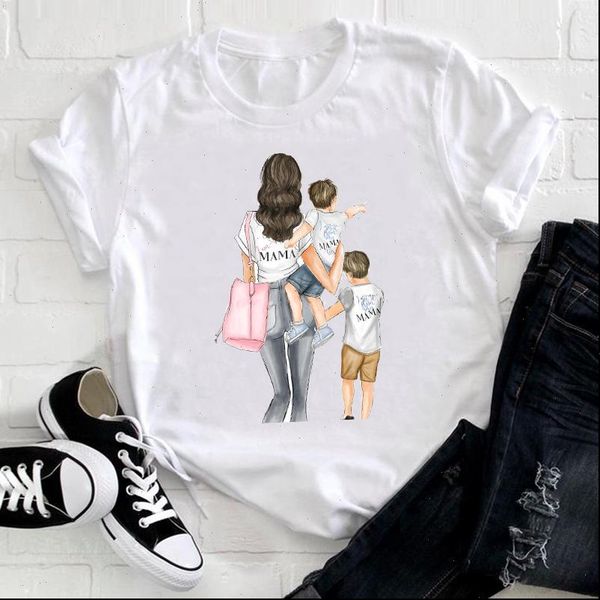 

women womens short sleeve boy son cute 90s mom mama mother clothes ladies graphic print tee tshirt female, White