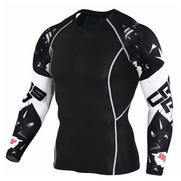

men's t-shirts breathable tights bodybuilding gym clothing long sleeved plus size tshirts quick-drying fitness tee camiseta, White;black
