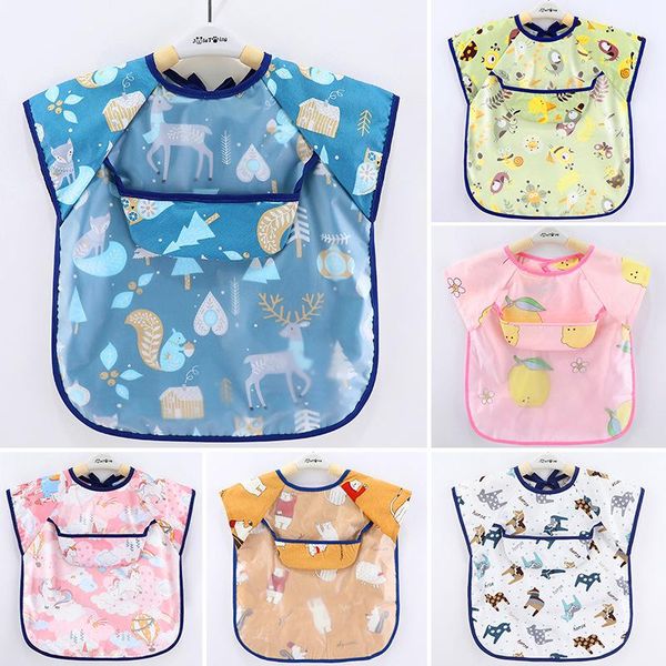 

bibs & burp cloths baby girl eating gown boy waterproof and dirty summer thin short sleeve apron cotton sleeveless feeding