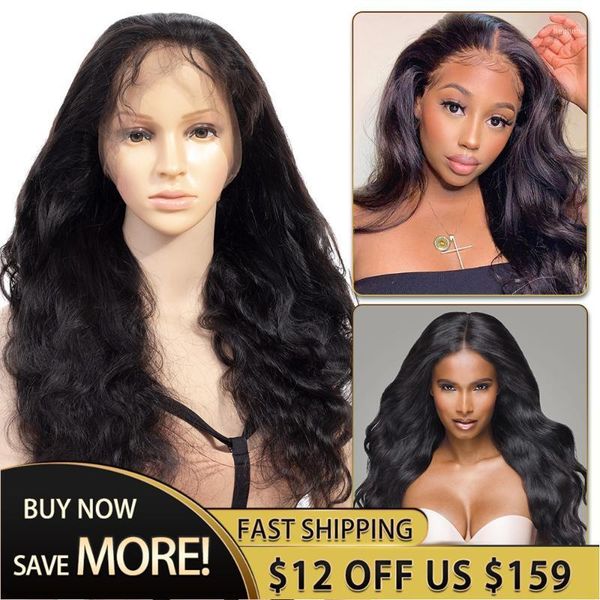 

body wave glueless full lace wigs remy human hair 360 preplucked hairline brazilian with baby1, Black;brown