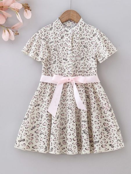 

toddler girls allover print flutter sleeve belted dress she, Red;yellow