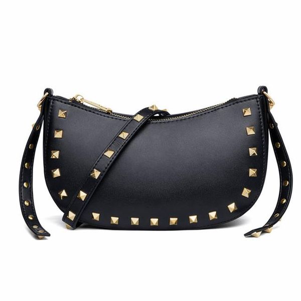 

classic temperament rivet crossbody saddle bag big brand boutique handbags original imitation luxury designer wallets convenient shoulder ba