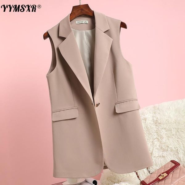 

women's suits & blazers yymsxr large size fashion suit vest female spring and autumn simple one button ladies blazer high quality, White;black