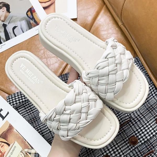 

slippers women female for flip flops home weave ladies comfort slides 2021 summer ytmtloy house zapatillas mujer casa, Black