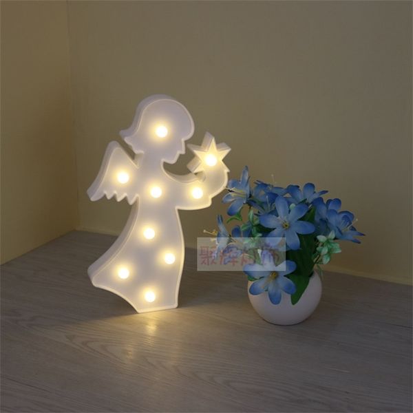 

insled angel shaped children's room decorative letter small night desk lamp