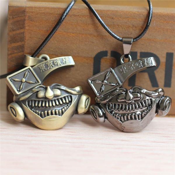 

pendant necklaces anime tokyo ghoul kaneki ken mask necklace for men women vintage rope leather chain choker fans collect jewelry, Silver