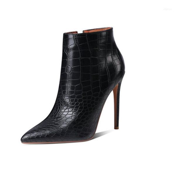 

boots women ankle high heels 12cm party wedding winter stiletto heel platform woman plus size autumn11, Black