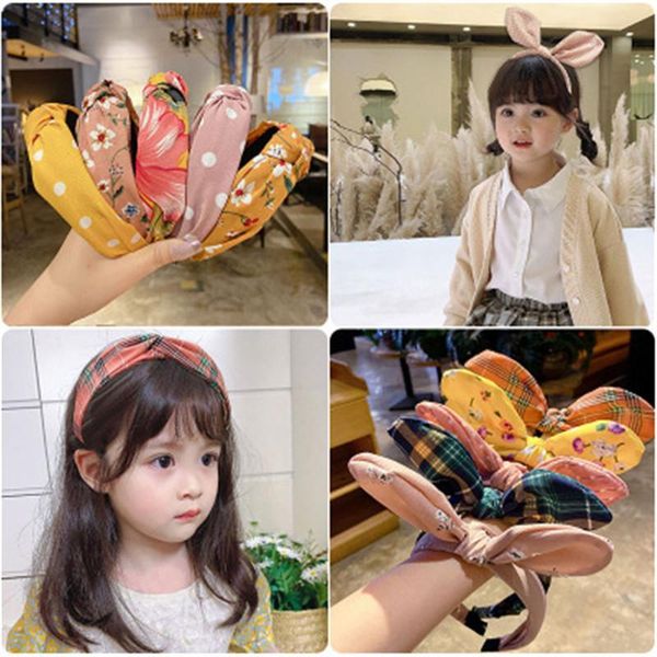 

hair accessories 2021 fashion children cute colors printed lattice stripes hoop hairbands girls lovely bow ears headbands kids accessor, Slivery;white