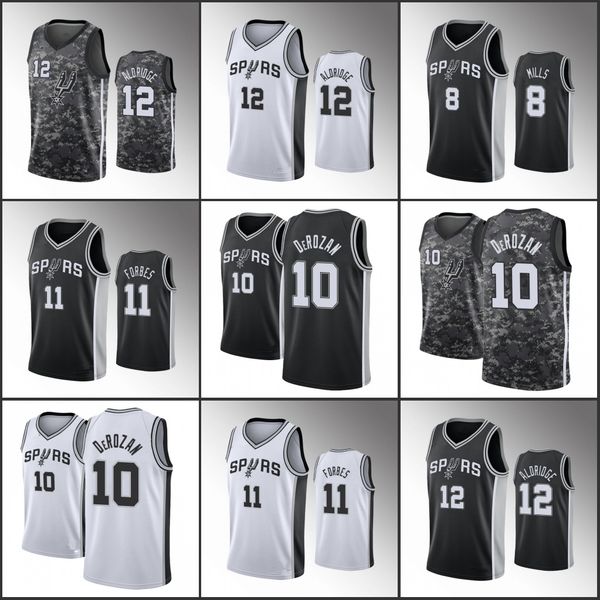 

men san antoniospursbasketball demar derozan lamarcus aldridge patty mills bryn forbes 2021 jersey, Black;red
