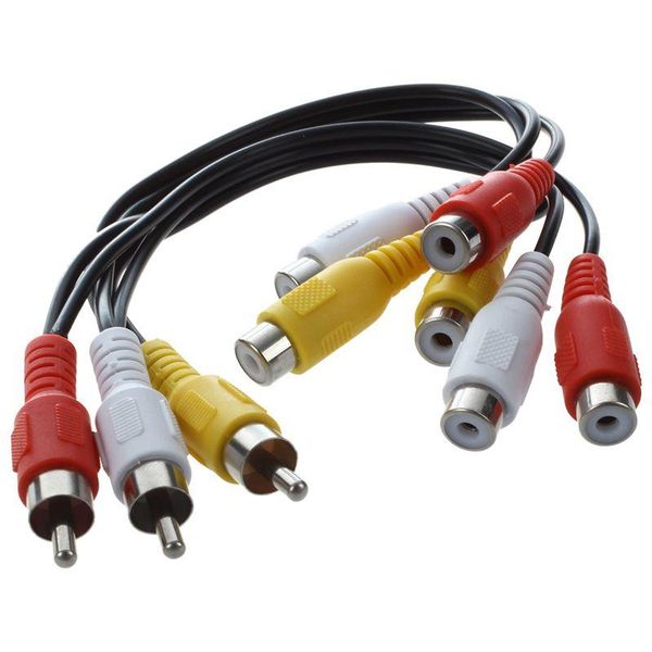 

audio cables & connectors retail 3 rca male jack to 6 female plug splitter video av adapter cable