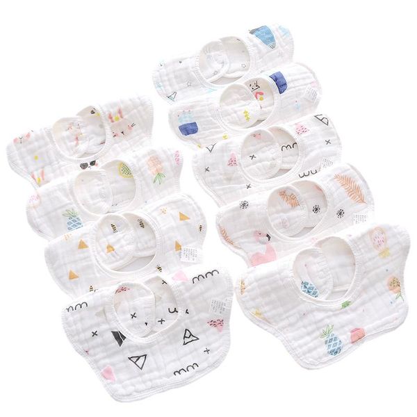 

bibs & burp cloths 3 pcs/set baby saliva towel bib cute cartoon flamingo born gauze 360 full protection waterproof dirty girls boy petal