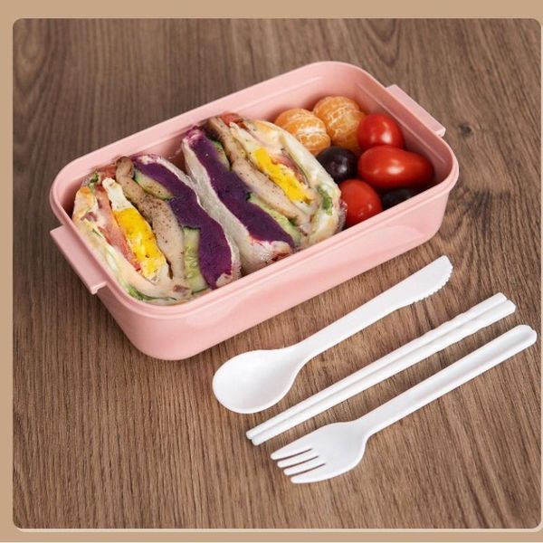 

dinnerware sets portable large-capacity student bento box office worker lunch with spoon, fork and chopsticks