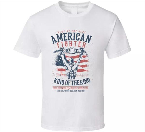 

american fighter tee, champions boxing vintage sport men's t-shirt gift new, White;black