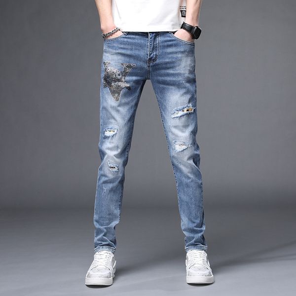

fashion jeans pants for men's wear in spring and summer, Blue