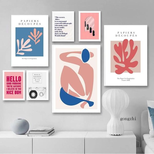 

paintings nordic blue pink abstract figure museum poster minimalist canvas painting and prints wall art pictures living room home decor