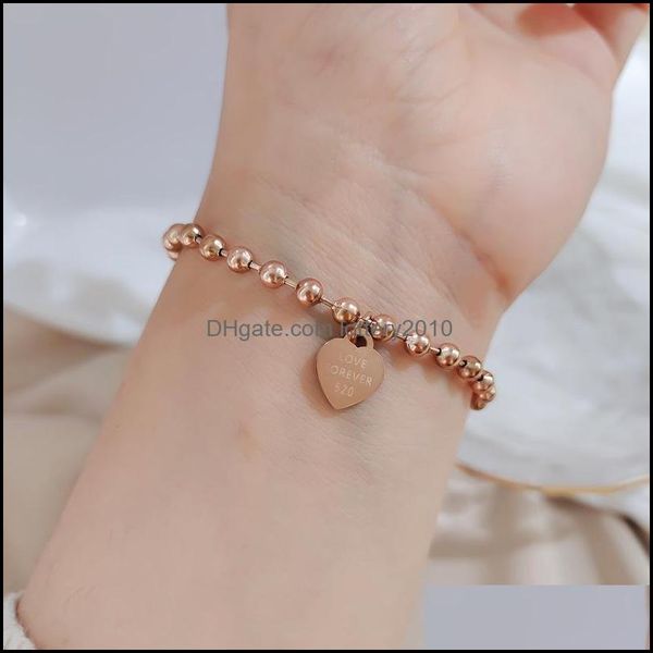 

link jewelrylink chain punk vintage round beaded love bracelets for women fashion metal geometric pendant bracelet female simple solid gif, Black