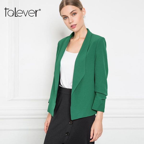 

women's suits & blazers women autumn blazer female casual three quarter pink green black jackets office lady coat plus size outerwear t, White;black